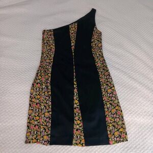 Rag & Bone one shoulder‎ Lined floral colorblock mini dress size 2 Going Out